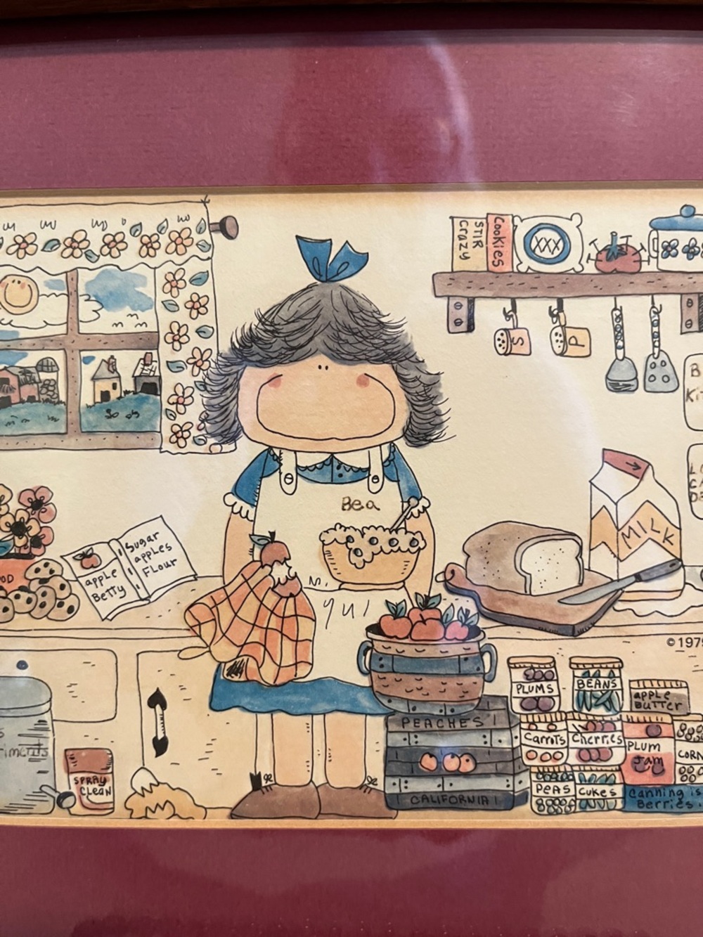 MCM PICTURE 1979 Gay Felton SIGNED & DATED / Whimsical Country Kitchen VTG 9”x11 - Picture 6 of 6
